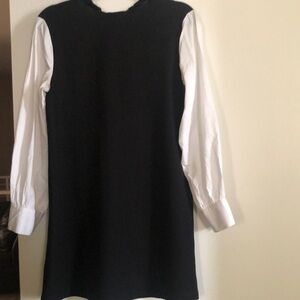 Zara Black and White Long Sleeve Sheath Dress